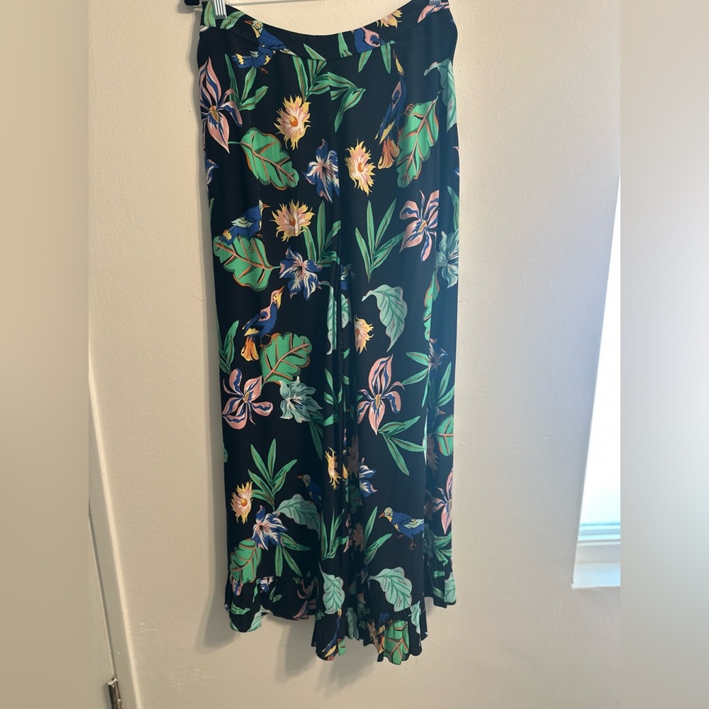 Zara Black Pants with Colorful Bird Print